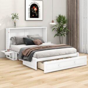 Mobile Murphy Bed 140 × 200 cm with Storage Drawers
